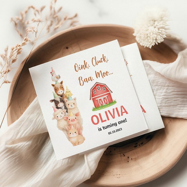 Guardanapo De Papel Boho Farm Animal 1st Birthday |Cute Rustic Barnyad (Boho Farm Animal 1st Birthday |Cute Rustic Barnyad Napkins
)