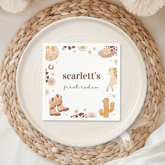 Guardanapo De Papel Boho First Rodeo Cowgirl Birthday Napkins (Criador carregado)