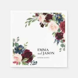 Guardanapo De Papel Boho Floral Burgundy Blush Wedkins