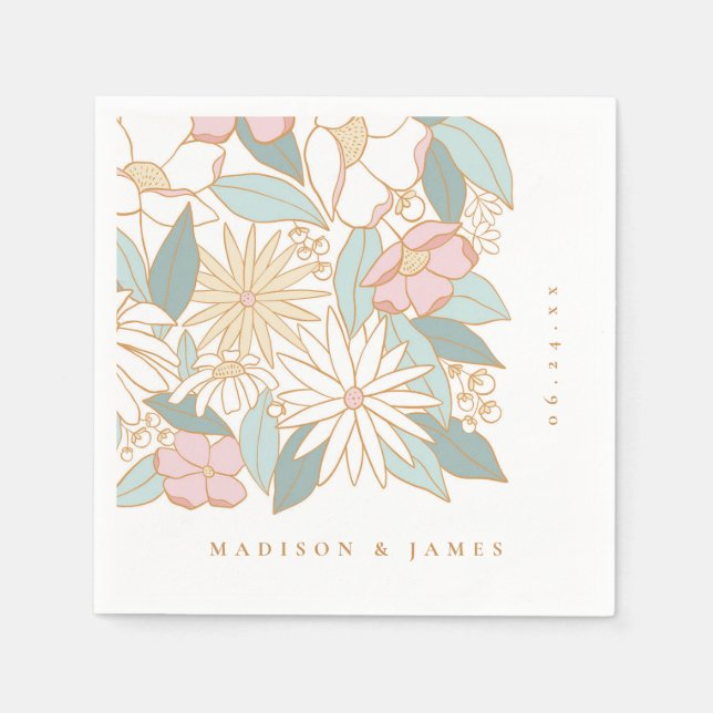 Guardanapo De Papel Boho Floral Chá de panela (Frente)