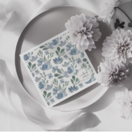 Guardanapo De Papel Boho Floral Dusty Blue Pattern Casamento