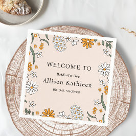 Guardanapo De Papel Boho Floral Earth Tones Chá de panela Botânico