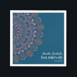 Guardanapo De Papel Boho Floral Mandala Teal Blue Bat Mitzvah Personal<br><div class="desc">Boho Floral Mandala Teal Blue Bat Mitzvah Alfândega Napkins</div>