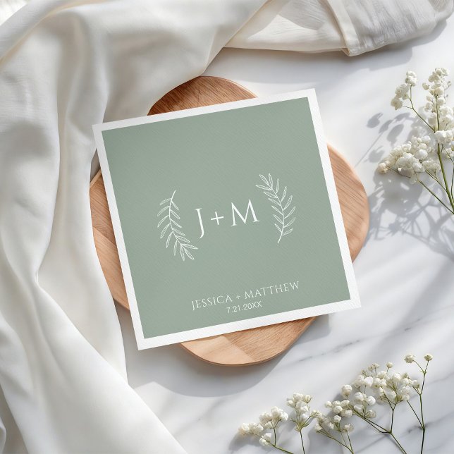 Guardanapo De Papel Boho Floral Sage Green Wedding (Criador carregado)