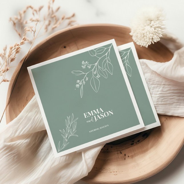 Guardanapo De Papel Boho Floral Sage Green Wedkins (Criador carregado)
