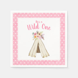 Guardanapo De Papel Boho Floral Tribal Teepee Wild One primeiro aniver