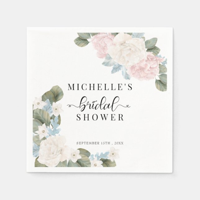 Guardanapo De Papel Boho Flores Noivado de Inverno  (Frente)