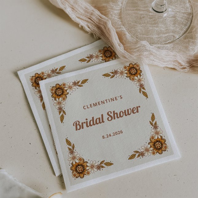 Guardanapo De Papel Boho Flores Retro | Chás de Noiva (Retro floral napkins for your bridal shower)
