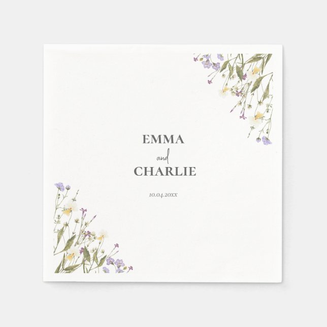 Guardanapo De Papel Boho flores silvestres Papel de casamento botânico (Frente)