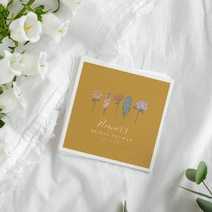 Guardanapo De Papel Boho Flores Vintage Amarelo Chuveiro Nupcial Perso