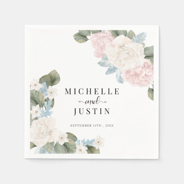 Guardanapo De Papel Boho Flowers Casamento de Foto de inverno (Frente)