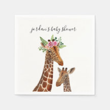 Boho Giraffe Mama + Chá de fraldas Napkins