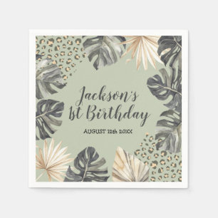 Guardanapo De Papel Boho Green Sage Wild Um Livro De Aniversário Napki