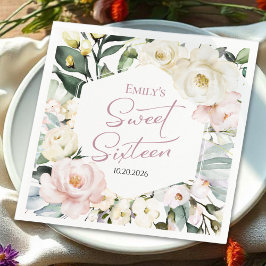 Guardanapo De Papel Boho Greenery Floral Frame Sweet 16