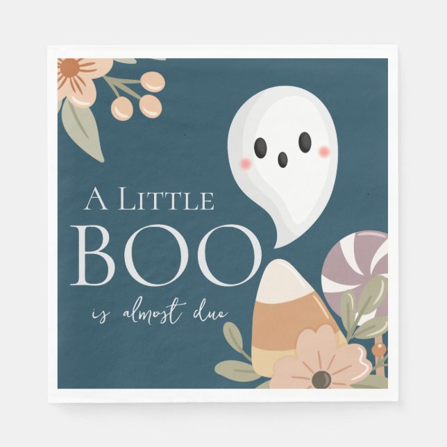 Guardanapo De Papel Boho Halloween Chá de fraldas Pequeno Teal Fantasm (Frente)
