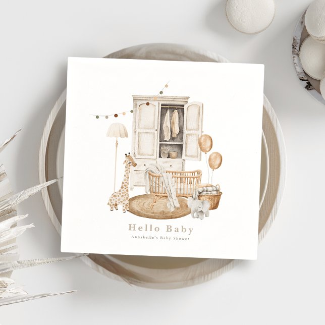 Guardanapo De Papel Boho Hello Baby Nurserbe Wardrobe Chá de fraldas C (Criador carregado)