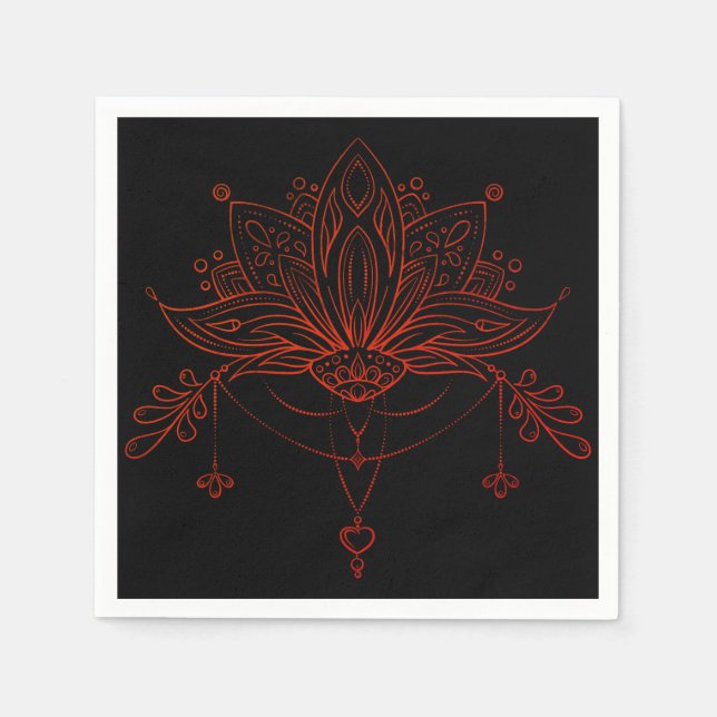 Guardanapo De Papel Boho Henna Lotus Flower (Frente)