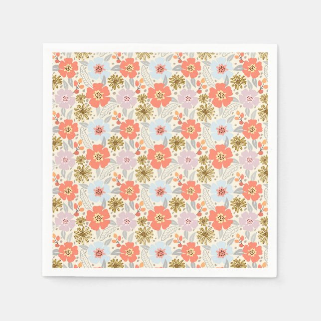 Guardanapo De Papel Boho Inspirou Padrão Floral Napkins (Frente)