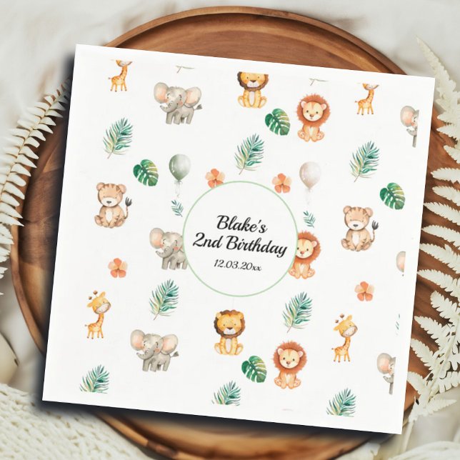 Guardanapo De Papel Boho Jungle Animal Birday (Criador carregado)