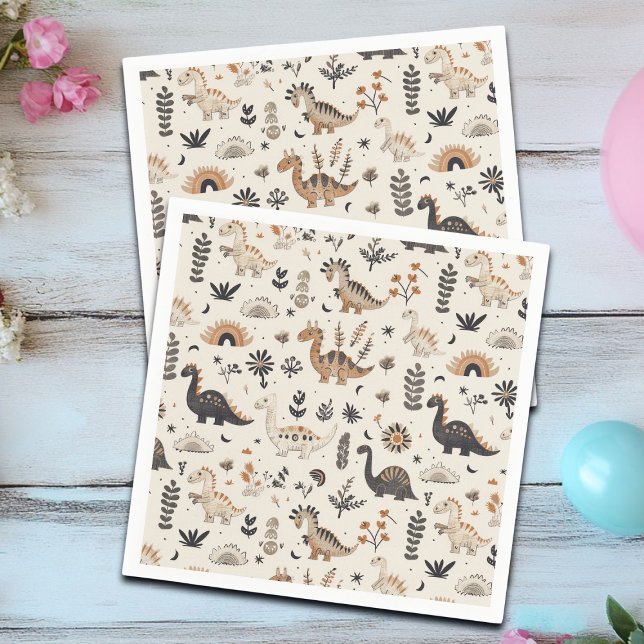 Guardanapo De Papel Boho Jungle Dinosaur - Dia de Aniversário (Criador carregado)