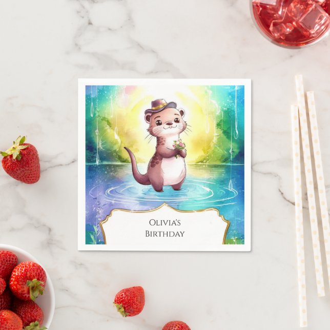 Guardanapo De Papel Boho Kids Otter Birthday (Insitu)