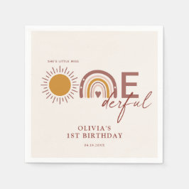 Guardanapo De Papel Boho Little Miss Onederful 1º Aniversário