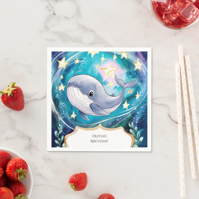 Guardanapo De Papel Boho Magical Blue Whale Birthday (Insitu)