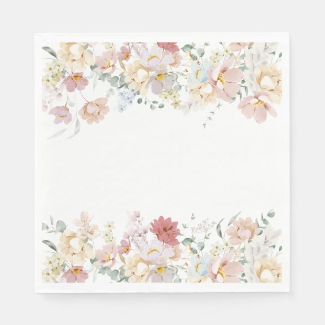 Guardanapo De Papel Boho Modern Floral Chá Paper Napkins (Frente)