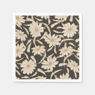 Guardanapo De Papel Boho Moderno Botânico Casamento de Fé Negro