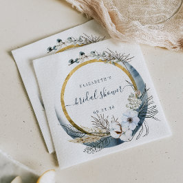 Guardanapo De Papel Boho Moon Floral Wreath Indigo Dourado