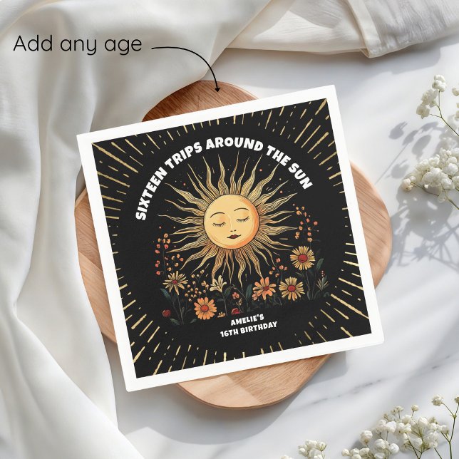 Guardanapo De Papel Boho Mystical Sun Birthday (Criador carregado)