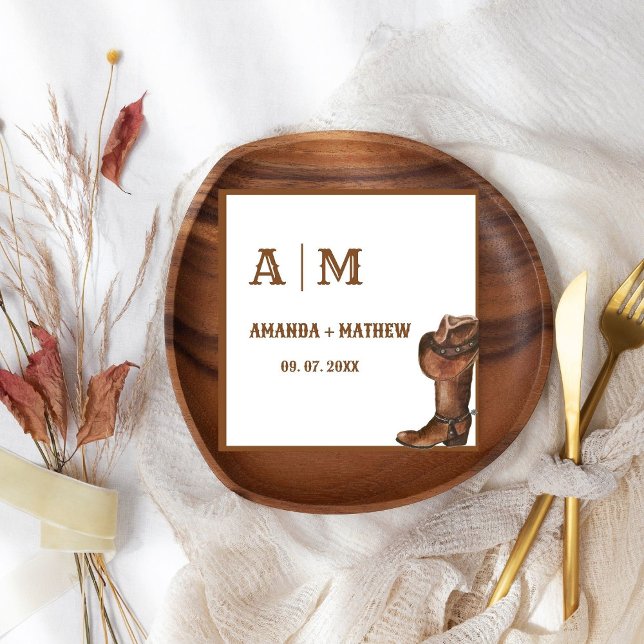 Guardanapo De Papel Boho Ocidental Casamento de Cowboy Elegante Obriga (Criador carregado)