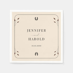 Guardanapo De Papel Boho Ocidental Ferradura Monograma Casamento Russo