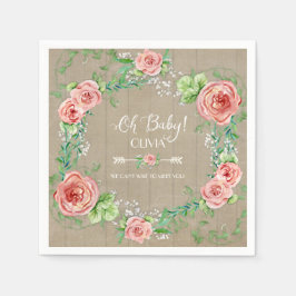 Guardanapo De Papel BOHO Oh Baby Girl Chá Srow Flor Crown Wood