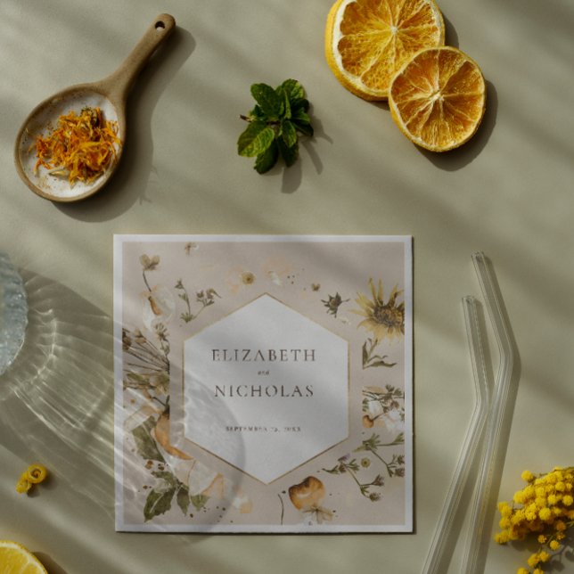 Guardanapo De Papel Boho Outono Flor Silvestre | Casamento Botânico (Criador carregado)