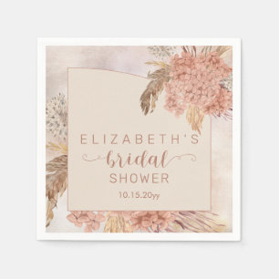 Guardanapo De Papel Boho Pampas Grass Hydrangeas Chá de panela Napk