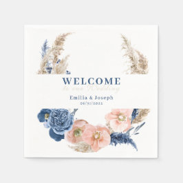 Guardanapo De Papel Boho pastel azul & blush Chic Wedkin Napkin