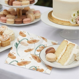 Guardanapo De Papel Boho Peach Flor Silvestre e Casamento Verde Salvia