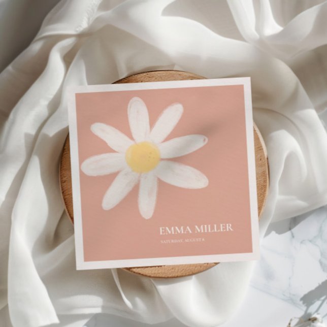 Guardanapo De Papel Boho Pink Daisy Floral Napkins (Criador carregado)