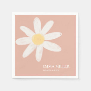 Guardanapo De Papel Boho Pink Daisy Floral Napkins