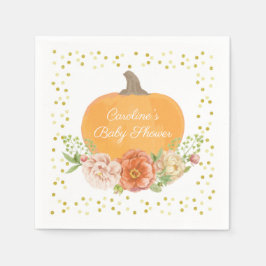 Guardanapo De Papel Boho Pumpkin Fall Floral Chá de fraldas Watercolor