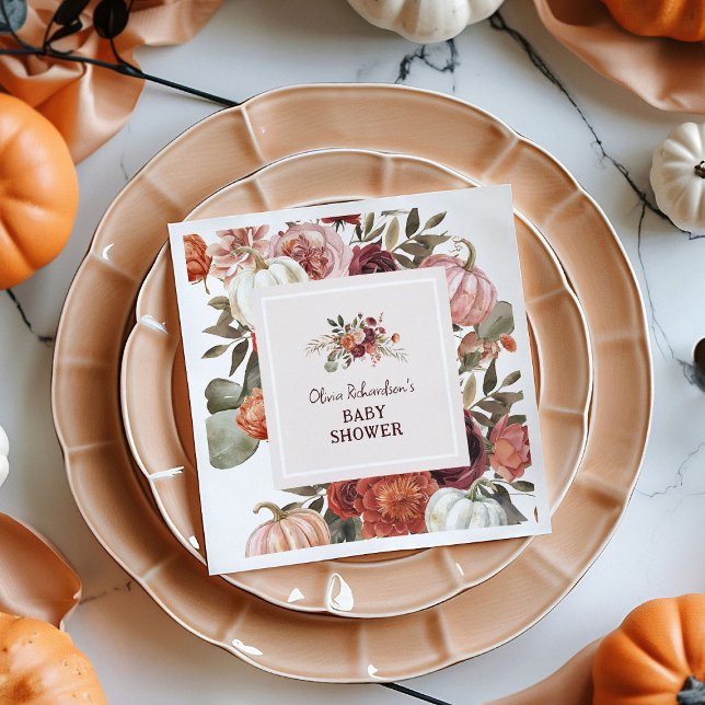 Guardanapo De Papel Boho Pumpkin Floral Fall Baby Shower (Criador carregado)