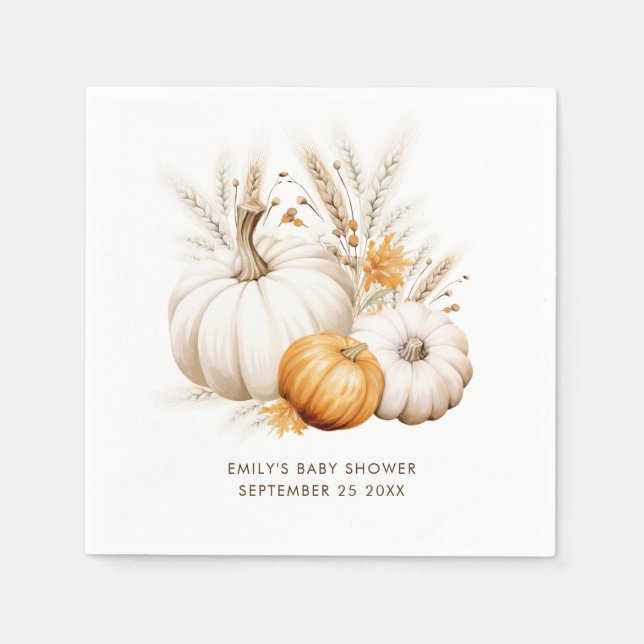 Guardanapo De Papel Boho Pumpkins Graus Nome Chá de fraldas Data (Frente)
