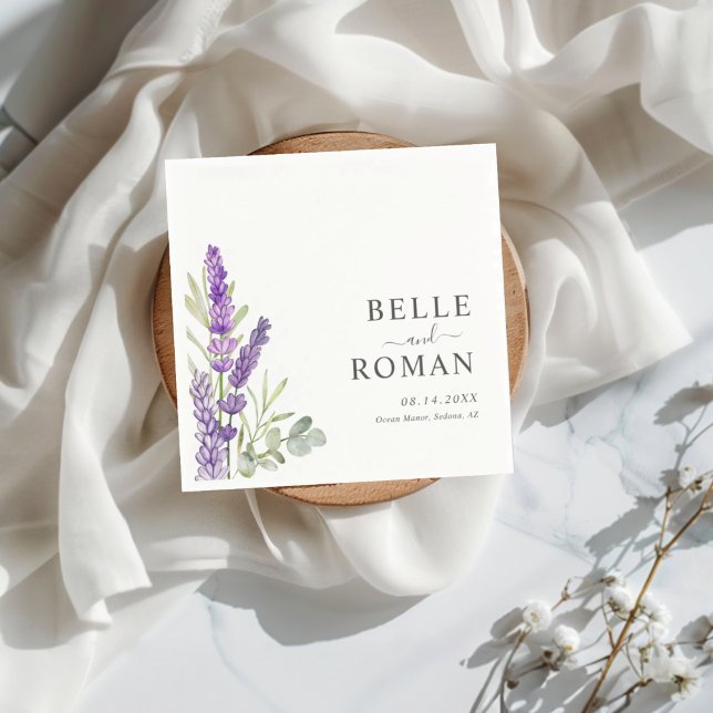 Guardanapo De Papel Boho Purple Lavender Watercolor Wedding  (Criador carregado)