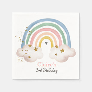 Guardanapo De Papel Boho Rainbow Birthday Napkins Rainbow Party Pastel