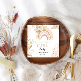 Guardanapo De Papel Boho Rainbow Pampas Grass Obrigado Chá de fraldas