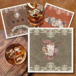 Guardanapo De Papel Boho Ranch Floral Bull Papel Crânio Coquetel Napki