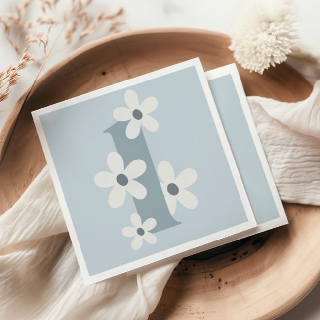 Guardanapo De Papel Boho Retro Daisy 1rua Groovy Blue Birthday (Criador carregado)