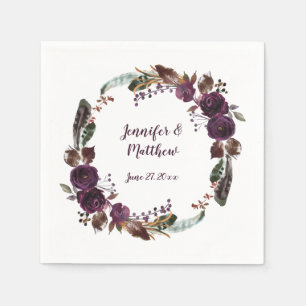 Guardanapo De Papel Boho Rosas Rum Rum Roxo Escuro