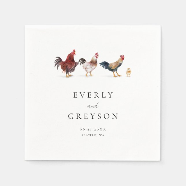 Guardanapo De Papel Boho & Rustic Chicken Weding (Frente)